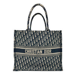 Christian Dior Oblique Book Tote Large Handbag Navy
